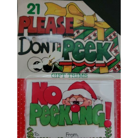 Vintage Eureka Christmas Gift Trims " Please Don't Peek "Tags Rare - Picture 2 of 7